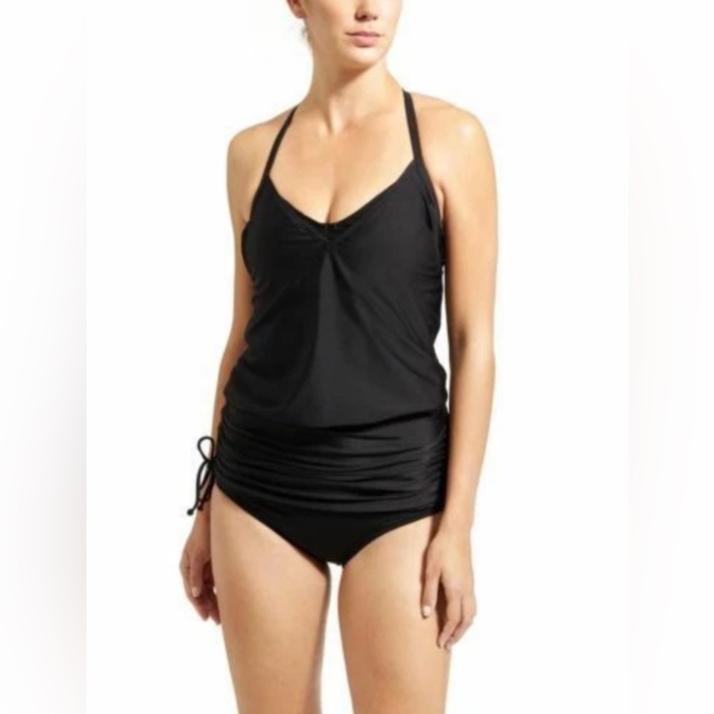 NWT [Athleta] Tankini Swim Top / Side Ruched Dress in Black Women’s 34B/C - Picture 4 of 12